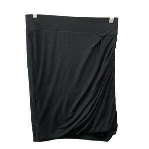 Helmut Lang Ruched Side Pull On‎ Jersey Skirt Womens M Black Wool Modal Blend